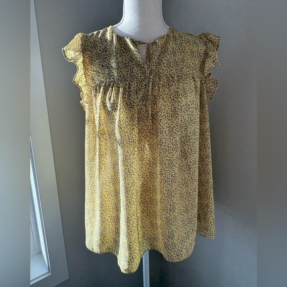 bodyflirt Tops - Bodyflirt Yellow Floral Ruffle Cap Sleeve V-Neck Blouse Size 6
